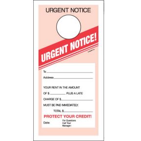 Door Hanger - Urgent Notice 1 Part