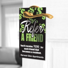 Referral Door Hangers - Refer A Friend Neon 