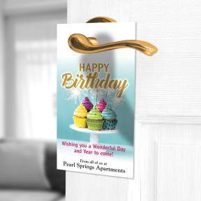 Birthday Door Hanger - Colorful Cupcakes