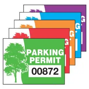 Static Cling Parking Permits - Oak Tree - Rectangle Shape