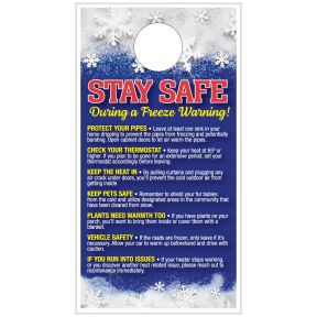 Freeze Warning Door Hanger - Freeze Warning Safety 