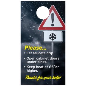 Freeze Warning Door Hanger - Freeze Warning Thanks 