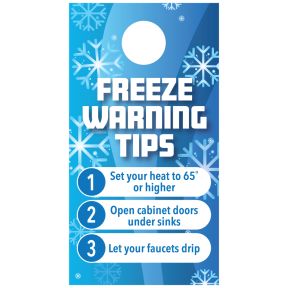 Freeze Warning Door Hanger - Freeze Warning Tips