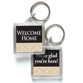 Acrylic Key Tag - Black and Tan Scroll