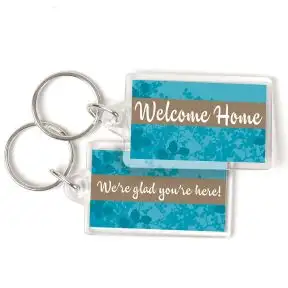 Acrylic Keychain - Blue Floral Embellishments 