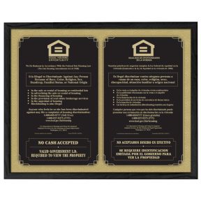 3-in-1 Bilingual Fair Housing Sign - Black/Tan