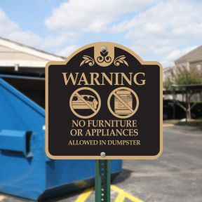 Dumpster Rules Signs - "No Furniture" Dome