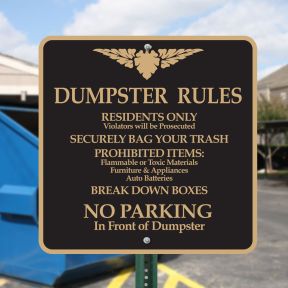 Dumpster Rules Signs - "No Parking" Square