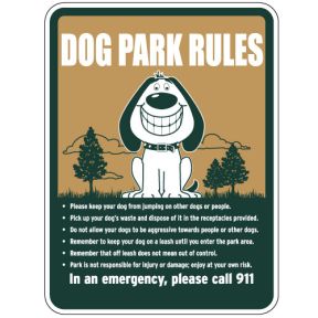 Dog Park Sign - "Dog Park Rules" Smiling Dog