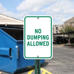 Dumpster Rules Signs - "No Dumping Allowed"