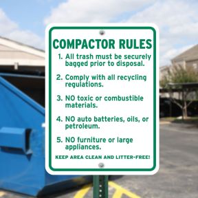 Dumpster Rules Signs - "Compactor Rules"