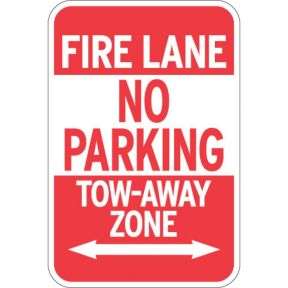 Fire Lane Signs - "No Parking" Arrows