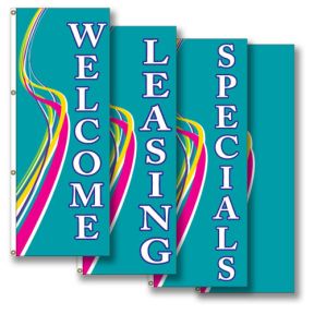 Vertical Flags - Teal Swirl