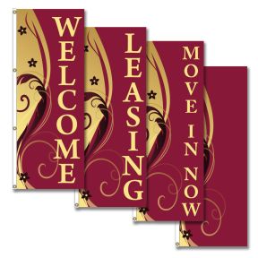 Vertical Flags - Elegant Swirl - Burgundy