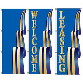 3D Vertical Flags - Blue Ribbon