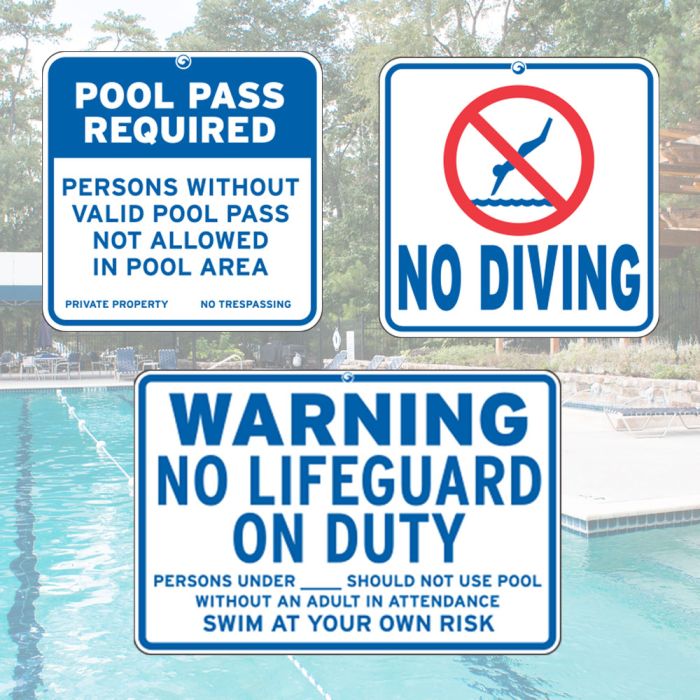 Pool Sign Starter Kit - includes 3 top selling signs (signs shown)