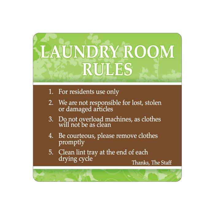 Laundry Room Sign - Free Shipping! Laundry Room Rules Contemporary Leaf ...
