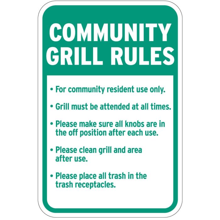 Grill Signs - "Community Grill Rules" - Gas