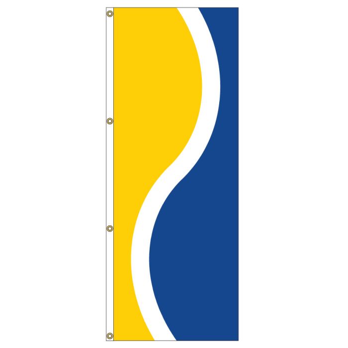 Yellow, White and Royal Blue Marketing Flags