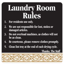 Laundry Room Sign  Laundry Room Rules Black and Tan Scroll Display